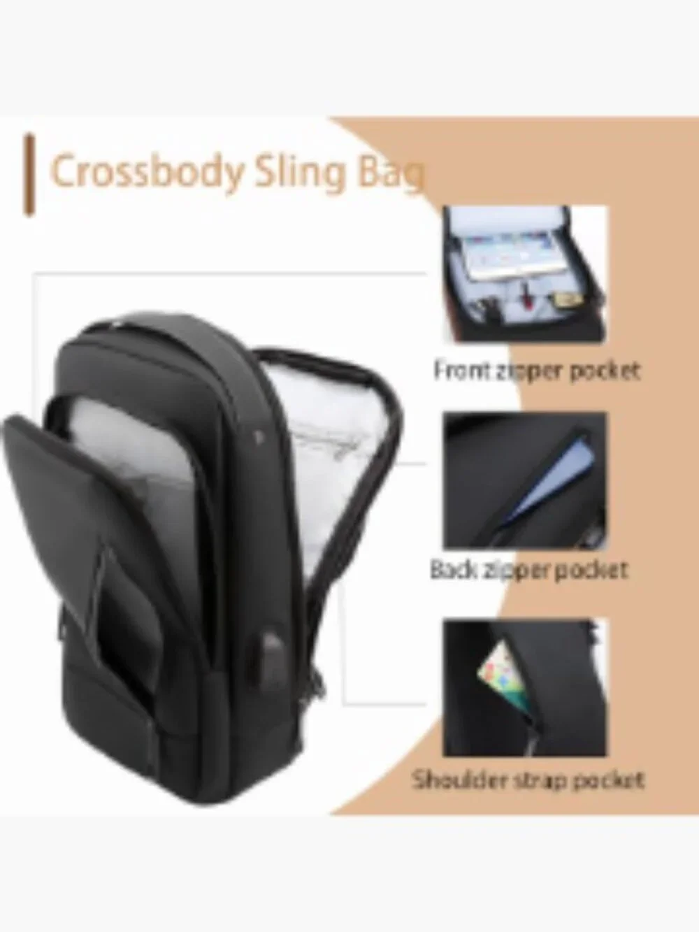 Sleek Black Crossbody Locking Sling Bag